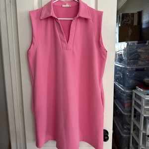 Entro Pink Sleeveless Textured V-Neck Collared Mini Dress -large Pockets 4661‎